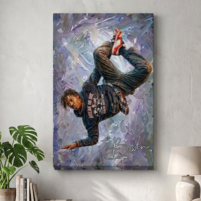 Personalized Modern Oil Painting Style Dancer Portrait Canvas Prints with Name Home Wall Decor Ship from USA Birthday Gift for Dancers Ballet Lovers