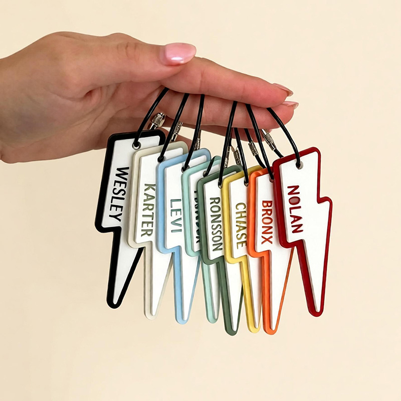 Personalized Lightning Name Keychain Pastel 3D Printing Bolt Name Tag Custom Kids Bag Charm Backpack Keychain Colorful School ID Label
