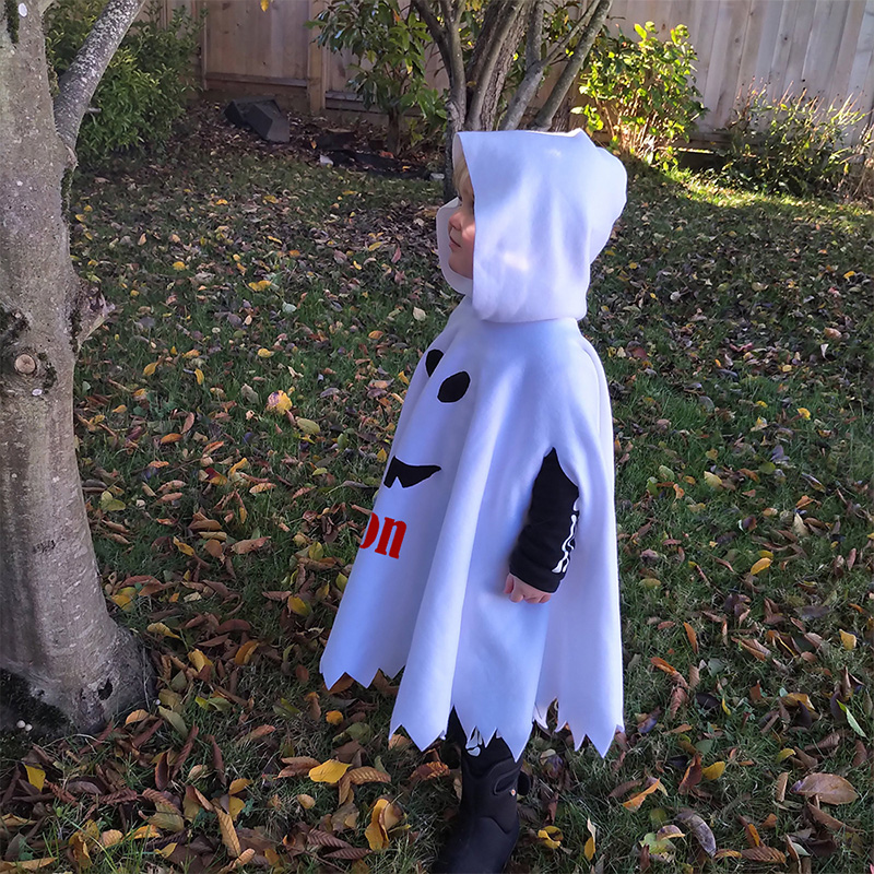 Personalized Kids Ghost Costume Cape Custom Name White Boo Poncho Halloween Outfit For Toddlers And Children