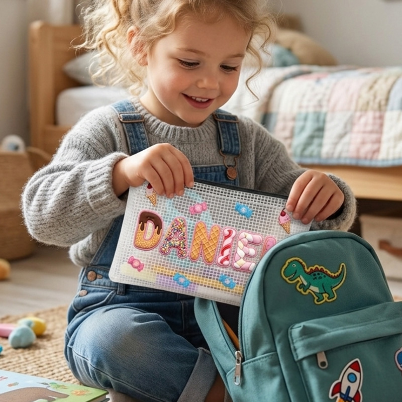 Personalized Kids Name PVC Pencil Case Glitter Pouch Custom School Supply Storage Bag Cute Gift For Girls Boys