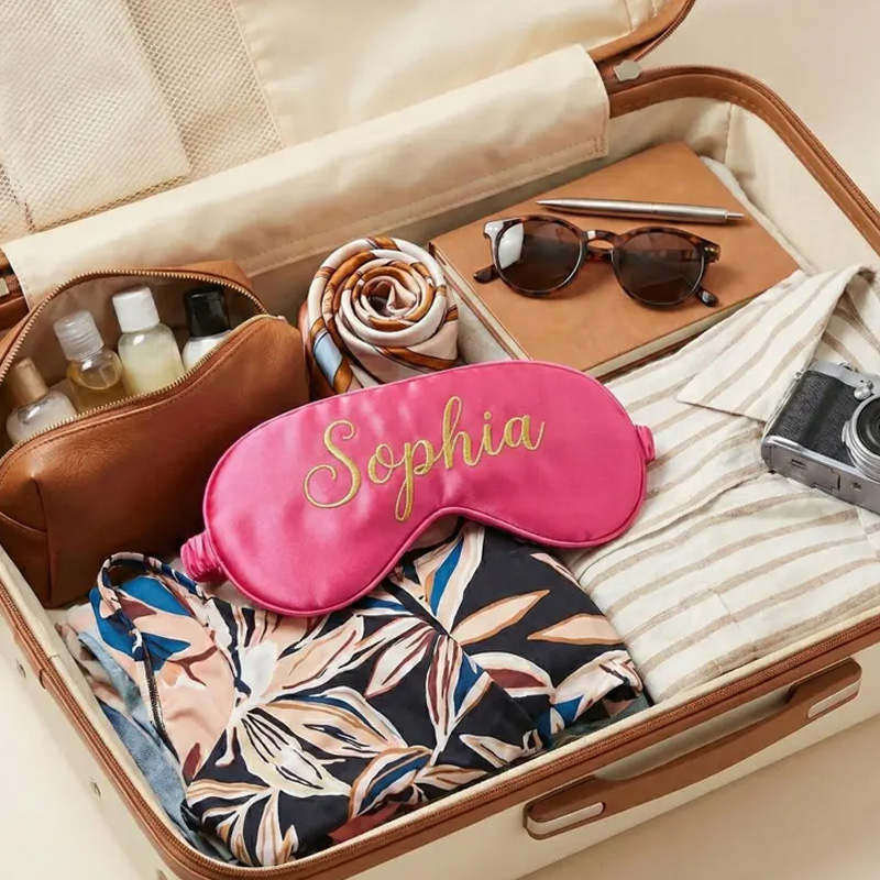 Personalized Little Brother Sleep Mask Sibling Eye Mask for Flight Gray Satin Blackout Blindfold Unique Kids Travel Gift Idea