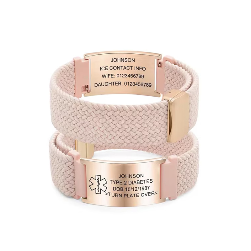 Personalized Medical Alert Bracelet Wristband With Custom Name Soft For Everyday Wear