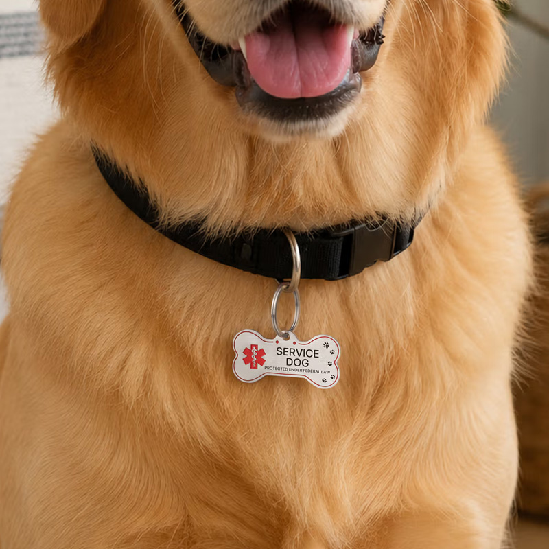 Personalized Bone Shape Service ESA Dog ID Tag with Pet Name Address and Telephone Outdoor Training Use Birthday Gift for Dog Owners