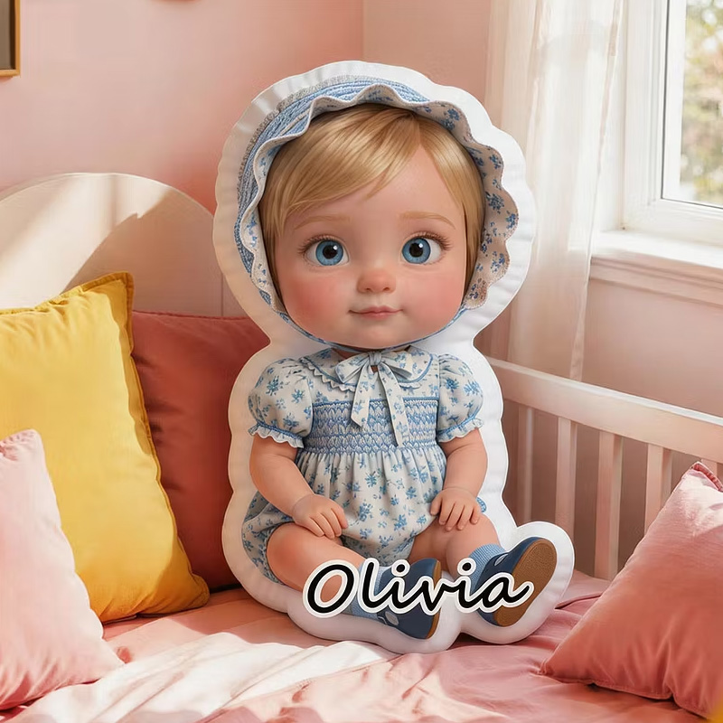 Personalized Custom Girl Photo Pillow Photo To Doll Kids Room Decor Cute Plush Gift For Daughter And Friends