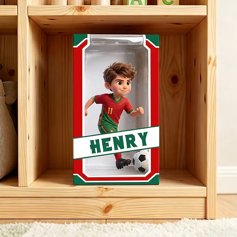 Personalized Acrylic Brick 3D Football Star Red Green Numbered Jersey Single Face for Kids Room Decor Fun Gift