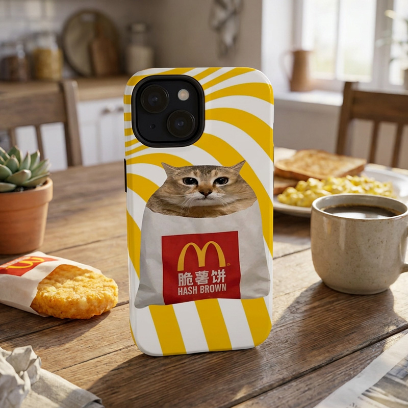 Personalized Funny Meimei Cat Hash Brown Phone Case Cute Meme Cat Protective Cover For iPhone