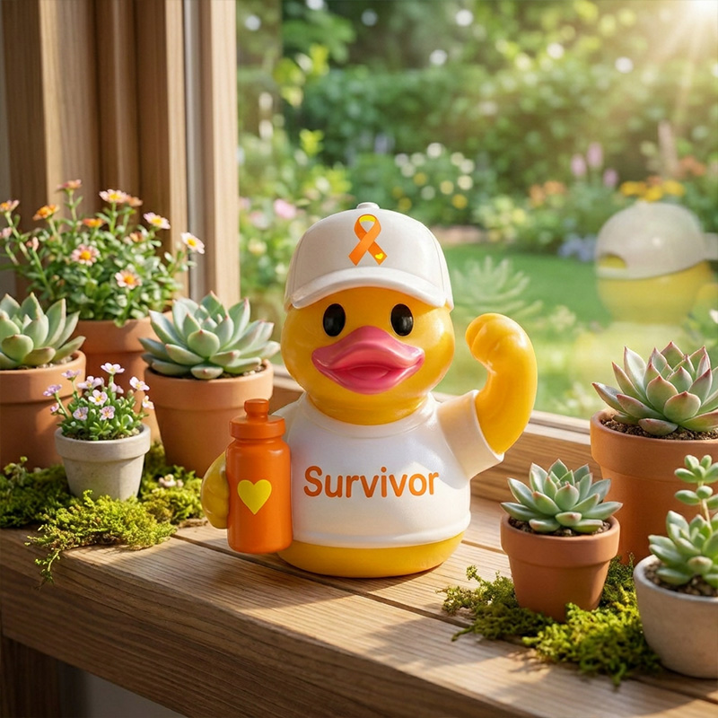 Personalized Awareness Duck Set Survivor Warrior Supporter Cute 3D Ducks Beach Decor Cancer Awareness Gift Collection