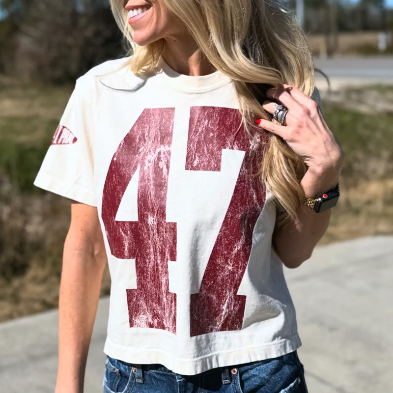 Personalized Team Tee Initial Shirt with Number & Sleeve Print Game Day Shirt DTG Printed Comfort Colors Tee