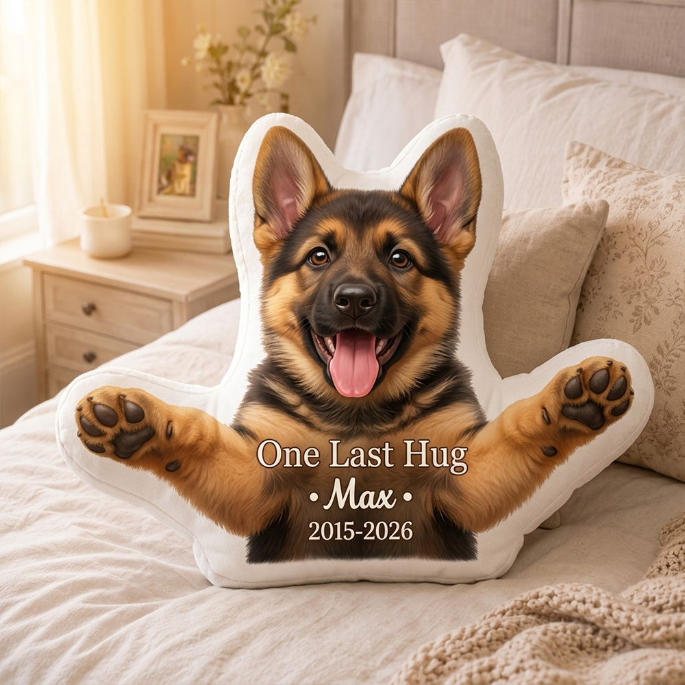 Personalized Dog Memorial Pillow Custom Pet Name One Last Hug Keepsake Photo Cushion Remembrance Gift