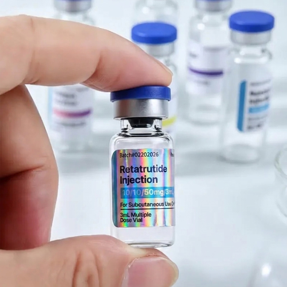 Personalized Holographic Multicolor Peptide Drug Bottle Label with Text Medication Organization Daily Use Birthday Gift for Diabetes Patients Caregivers