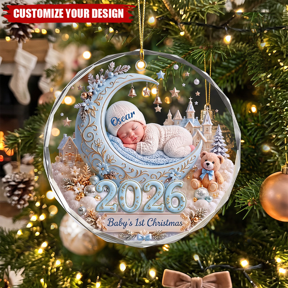 Personalized Baby First Christmas Crystal Ornament Custom Baby Name