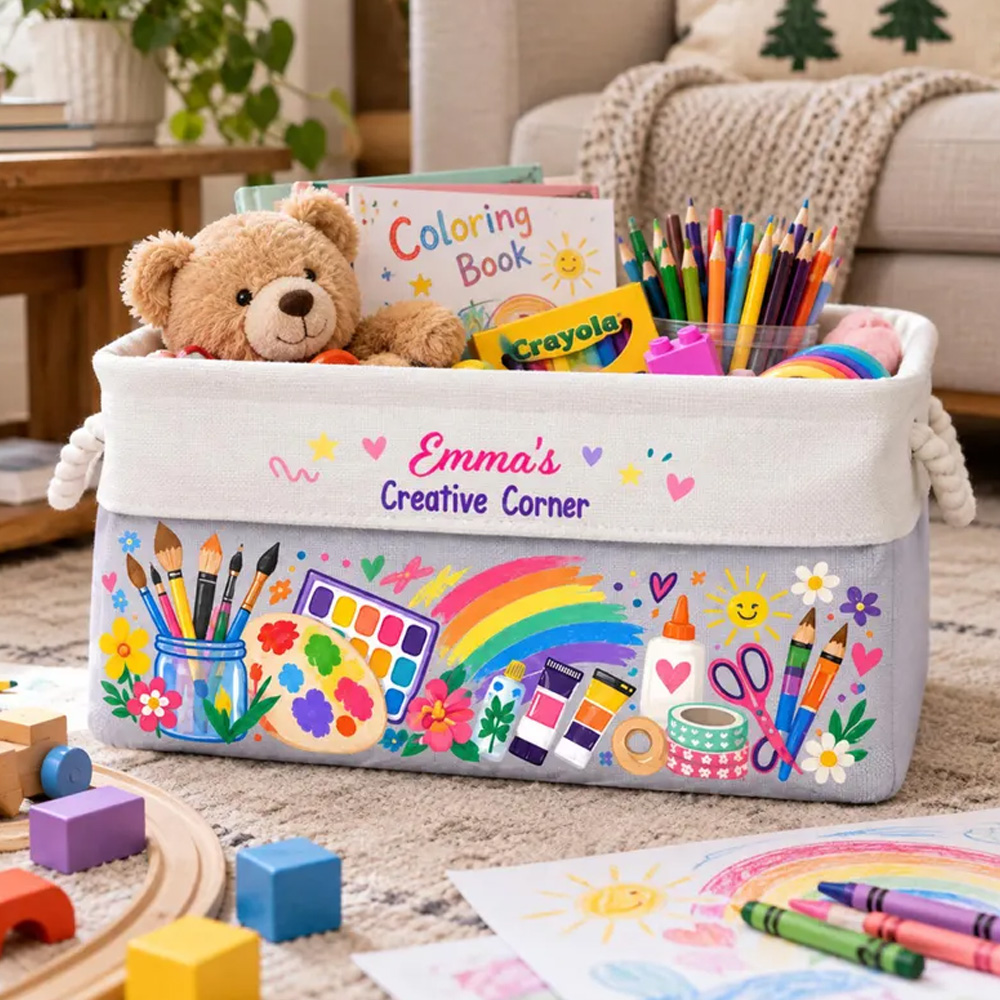 Personalized Art Supply Storage Basket For Kid Personalized Panting Brush Storage Basket Gift For Painting Lover Grandkid Christmas Gift