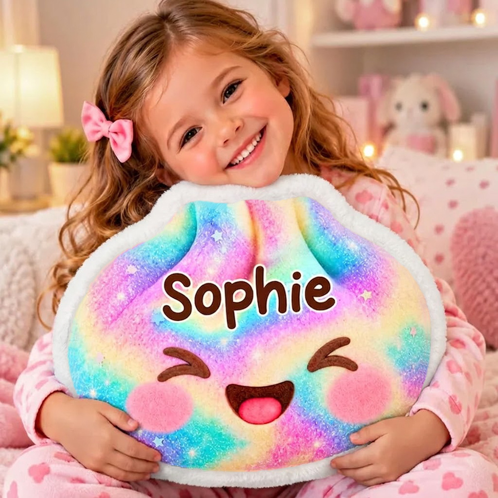 Personalized Rainbow Dumpling Pillow Custom Name Cute Smiling Face Sof