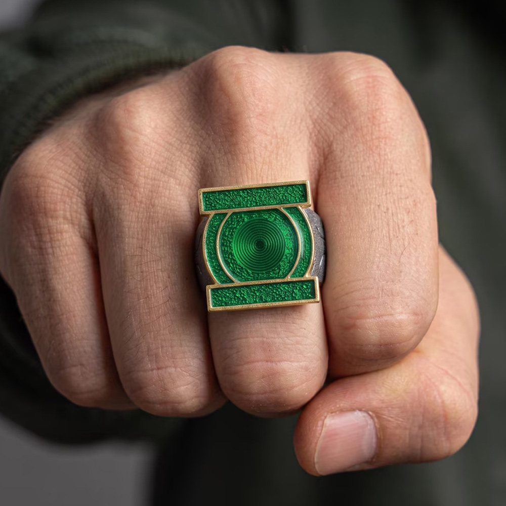 Green Superhero Signet Ring Adjustable Cosplay Power Ring Comic Book Fan Jewelry