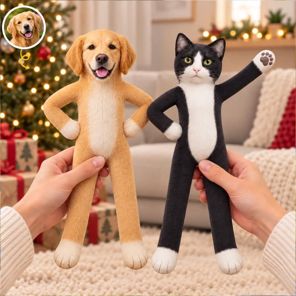 Personalized Poseable Plush Doll Custom Photo Funny Pet Christmas Gifts For Pet Lovers