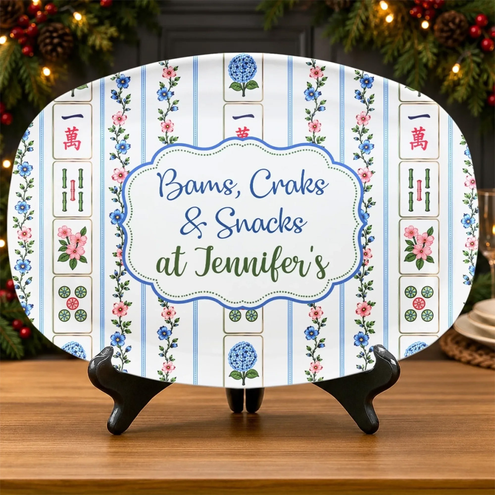 Personalized Platter Custom Name Mahjong Game Night Gifts