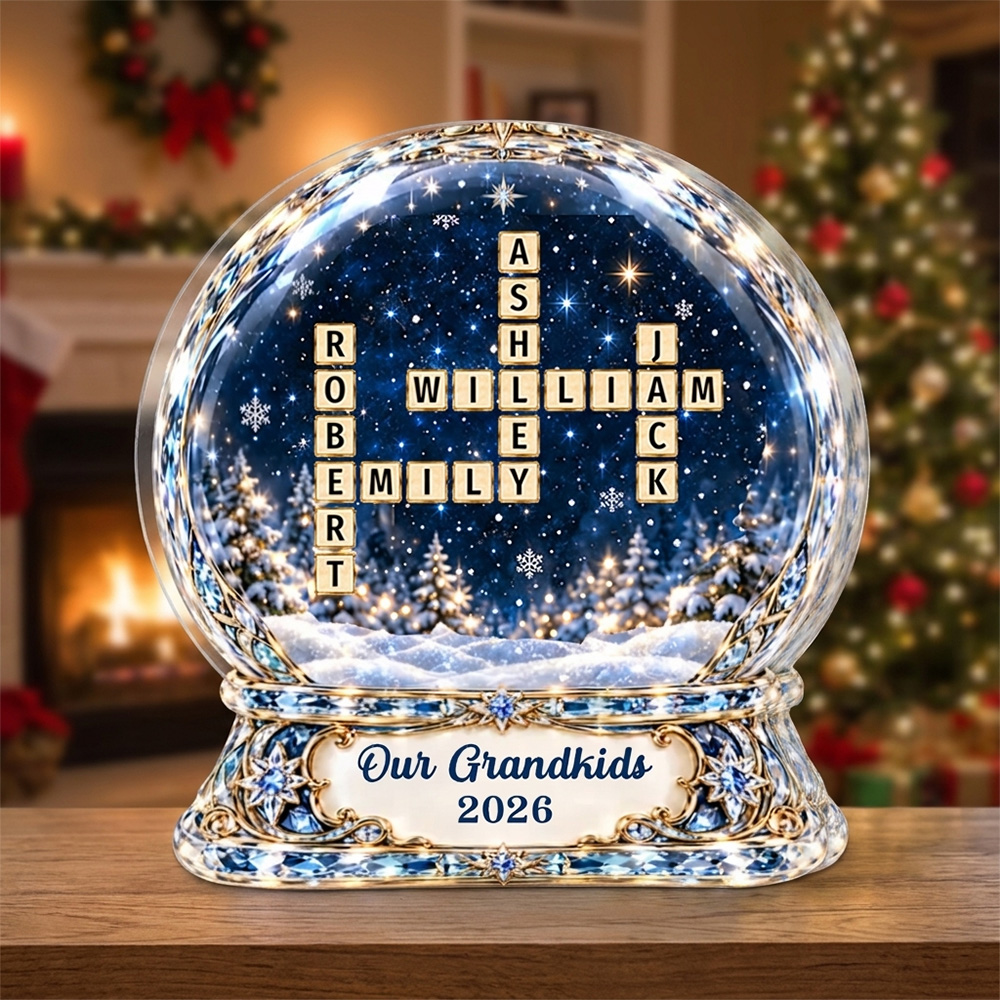 Personalized Acrylic Crystal Ball Family Plaque Custom Names & Year Meaningful Christmas Keepsake Gift
