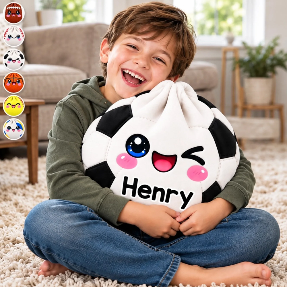 Personalized Shaped Pillow Custom Name Kawaii Sports Ball Gifts for Ki