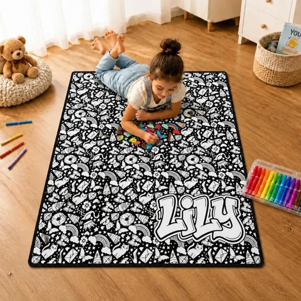 Personalized Doodle Art Blanket With Custom Name Blanket White Graffit
