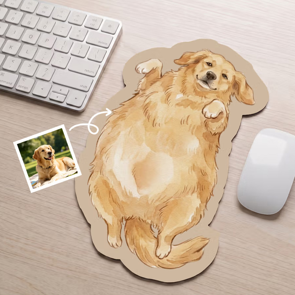 Personalized Watercolor Style Pet Photo Non-Slip Mouse Pad Desk Decor Birthday Christmas Gift for Dog Cat Pet Owner