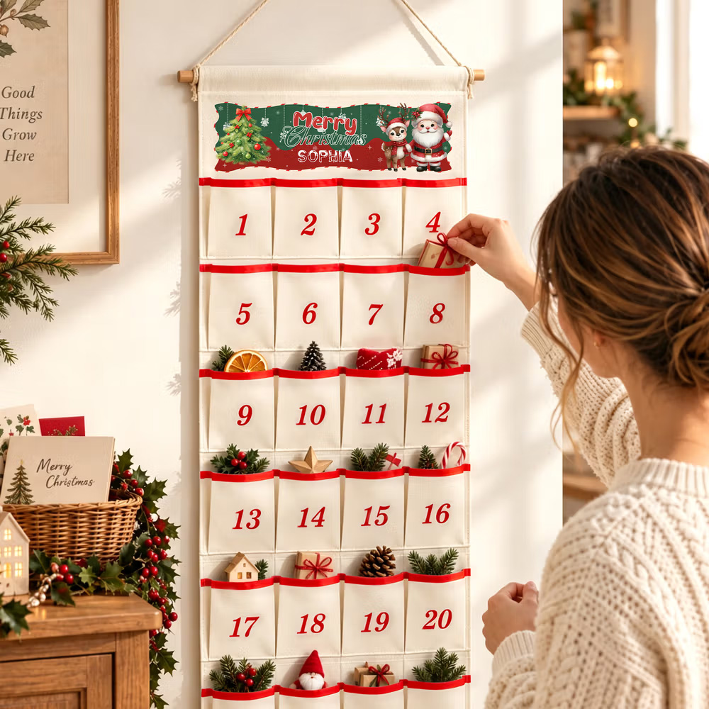 Personalized Festive Santa Claus Angel Christmas Advent Calendar Christmas Decorations Gift for Family Kids