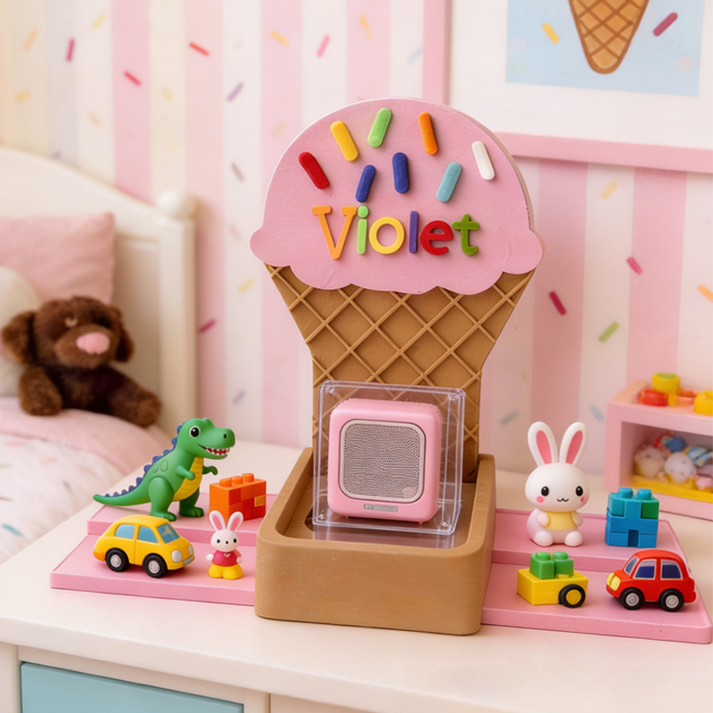 Personalized Summer Ice Cream Theme Holder Birthday Gift for Kids Kids Room Decor Unisex Nursery Shelf & Character Display