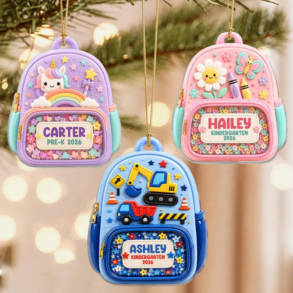 Personalized Backpack Ornament 2026 Kindergarten Ornament First Day of