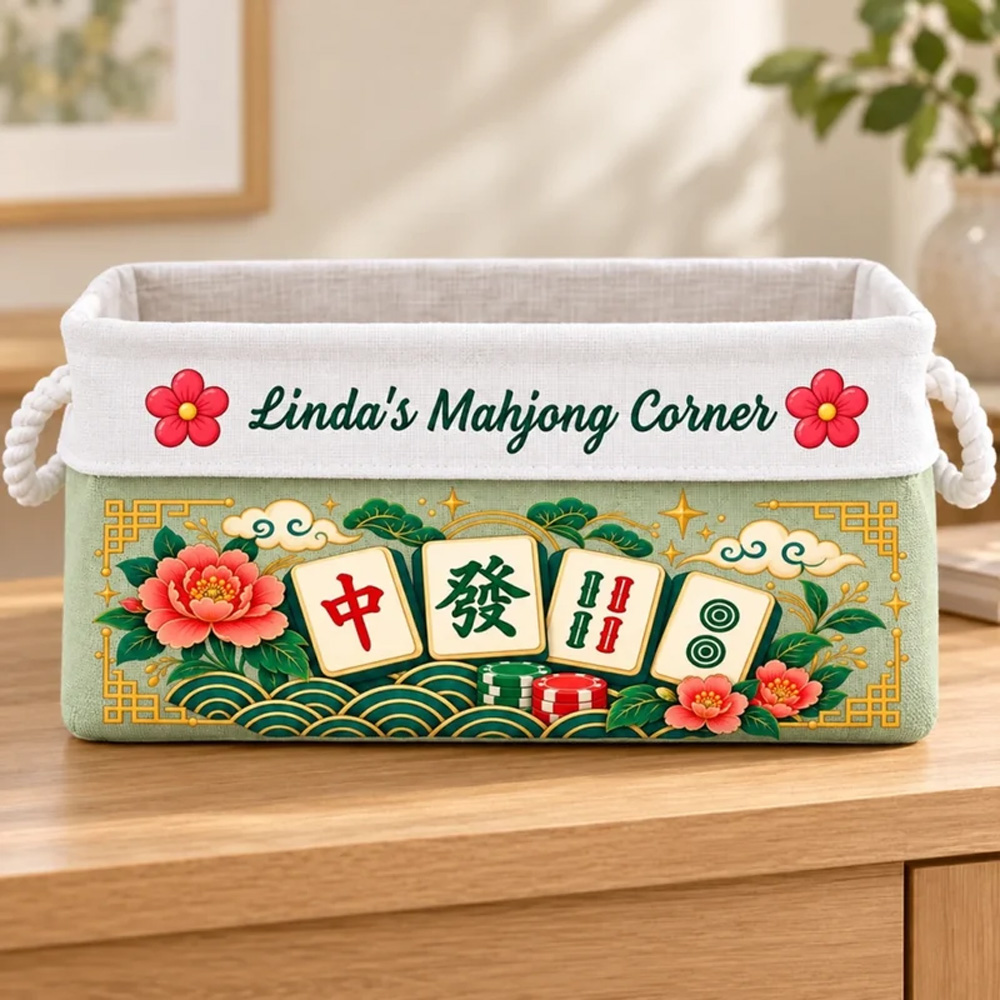 Personalized Storage Basket Custom Name Mahjong Corner Decor