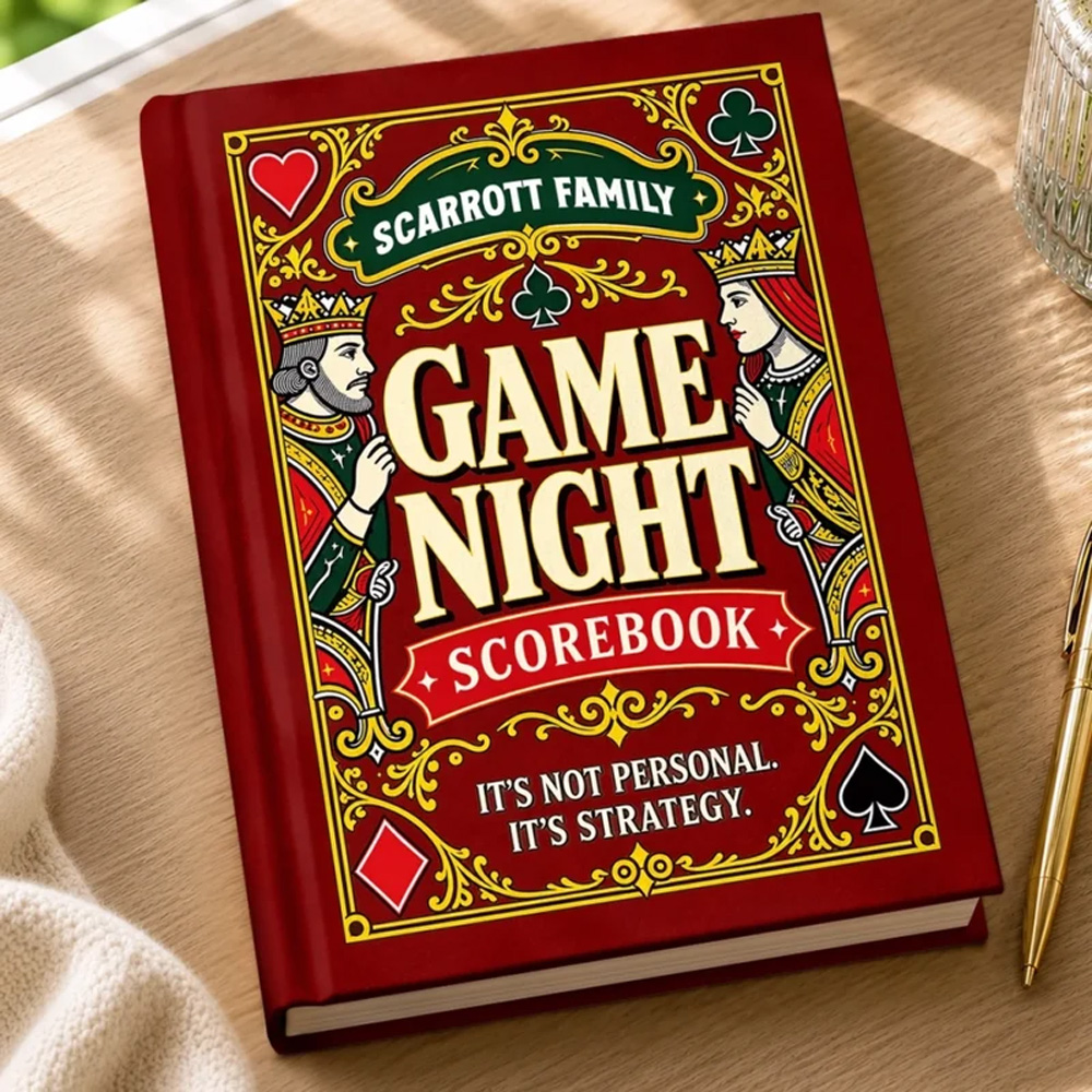 Personalized Hardcover Journal Strategy Custom Family Name Card Game Score Keeper Gifts