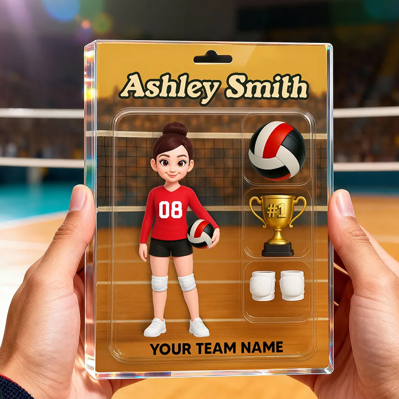Personalized 3D Effect Volleyball Player Acrylic Block Plaque with Custom Name and Team for Volleyball Enthusiasts