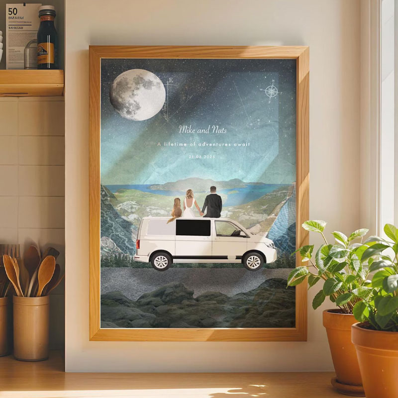 Personalized Camper Van Wall Art Prints Van Life Print Adventure Print Custom Anniversary Print Custom Room Decor Couples Print