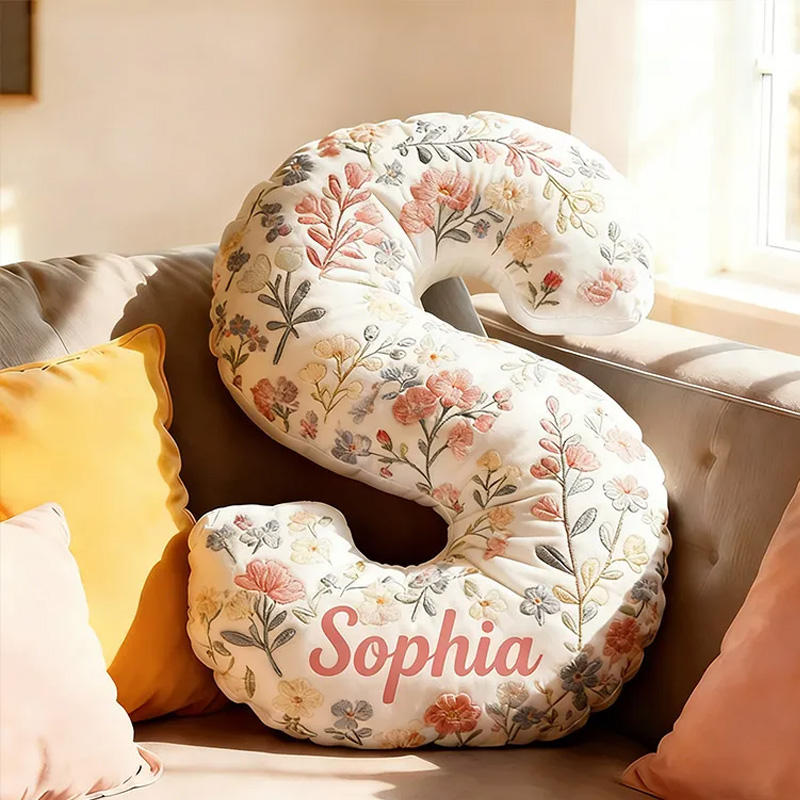 Personalized Flower Letter Pillow with Name Graphic 3D Print Custom Double Sided Pillow Gift for Kids Gardening Lovers Gift