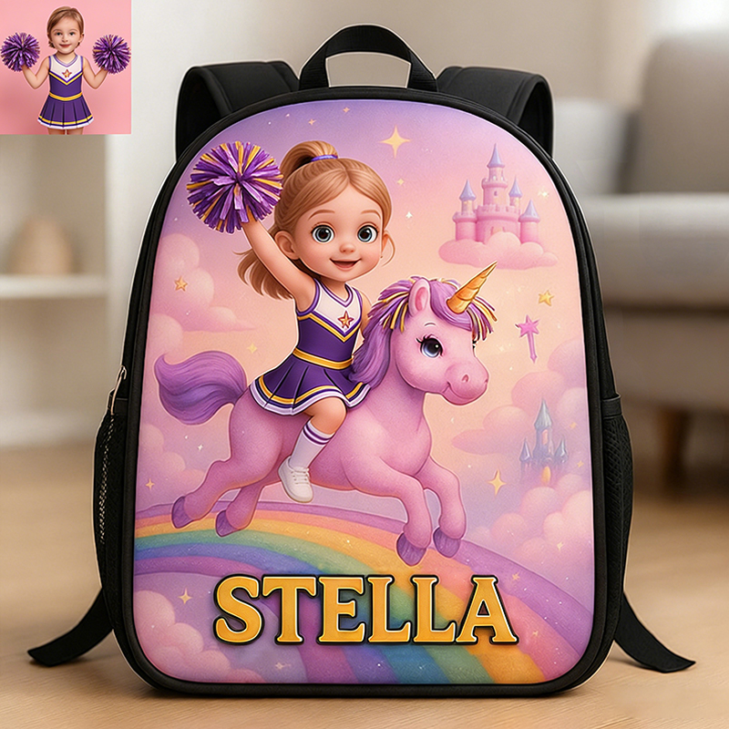 Personalized Cheerleading Unicorn Backpack with Custom Name Fun and Magical Gift for Girls