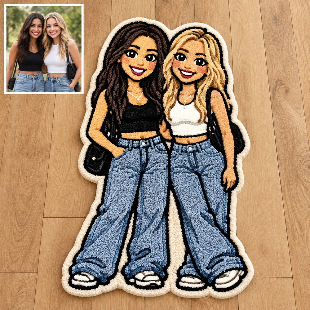Personalized Photo Rug Custom Photo Throw Gift For Sisters Besties Family Cozy Home Decor Keepsake