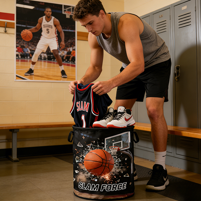 Personalized Slam Force Basketball Storage Basket with Custom Text for Basketball Fans