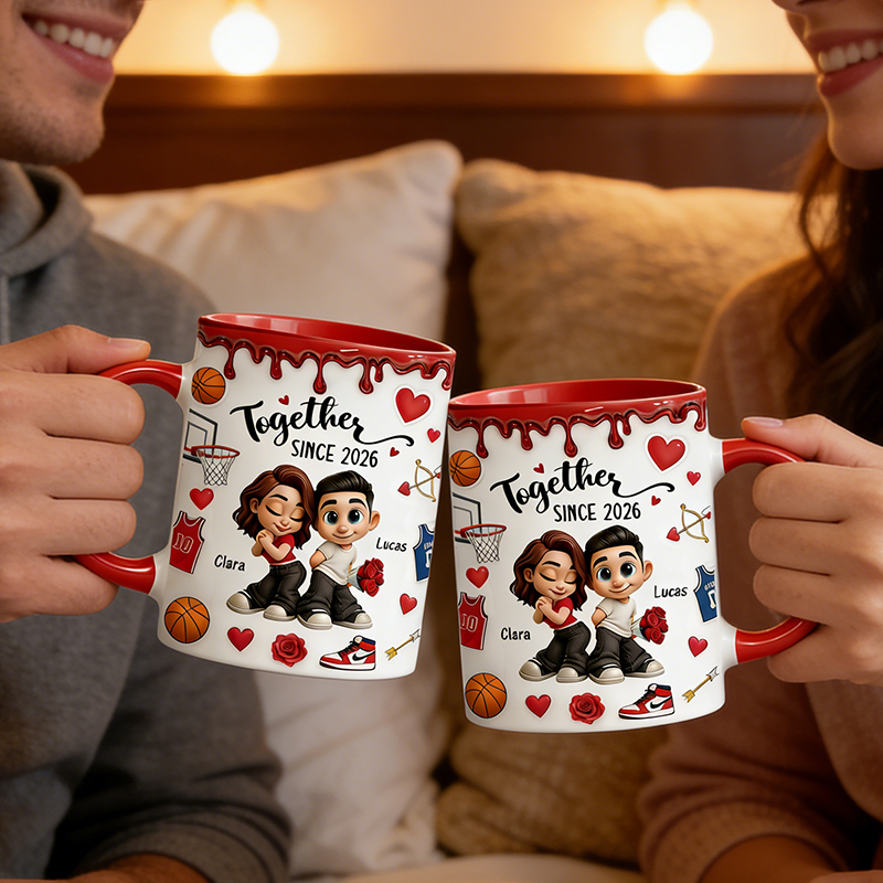 Personalized Couple’s Basketball Mug "Together Since" with Custom Names Design Gift for Anniversaries Valentine’s Day