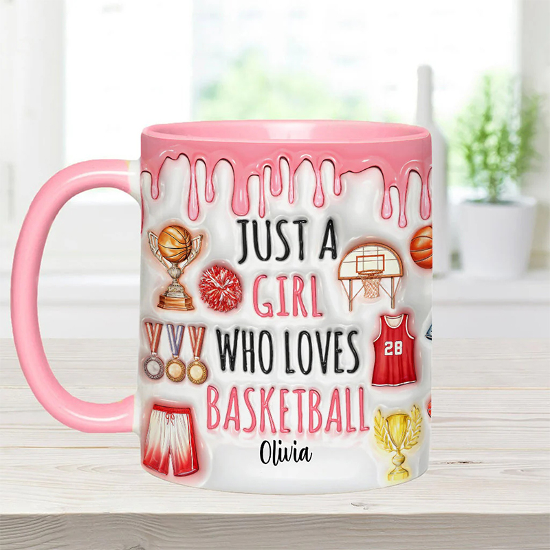 Personalized "Just a Girl Who Loves Basketball" Mug with Custom Text for Female Players and Fans