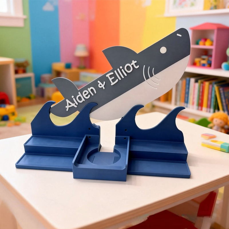 Personalized Shark Themed Box Holder Birthday Gift for Kids Kids Room Decor Unisex Nursery Shelf & Character Display