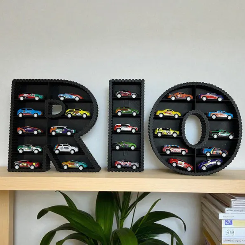 Personalized Car Shelf in the Form of a Letter 3D Printed Display for Hot Wheels Matchbox Toys Gifts for Kids and Collectors