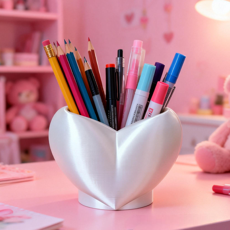 Cute Heart Pen Holder Storage Makeup Brush Holder Birthday Gift for Kids Kids Room Decor