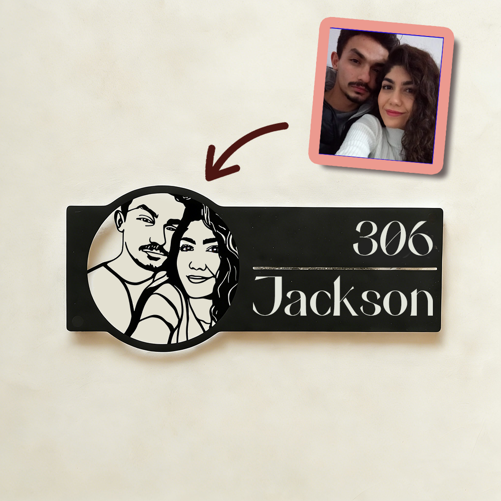 Personalized Couple Photo Metal House Number Sign Personalized Family Name Door Plaque For Home Address Decor And Housewarming Gifts