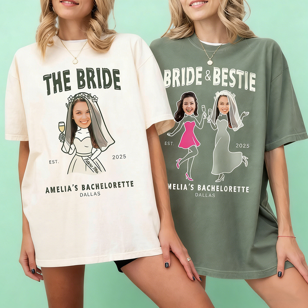 Personalized Custom Photo Bachelorette Sweatshirt Personalized Bride And Bestie Shirt With Face Insert Ideal For Bridal Party And Wedding Gifts
