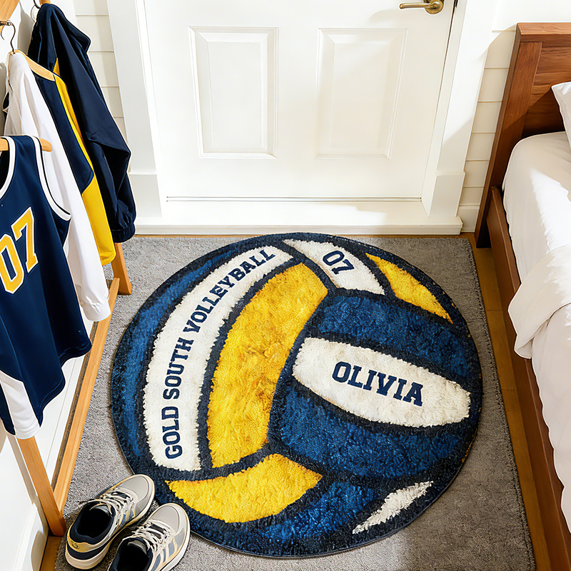 Personalized Volleyball Themed Rug with Custom Name and Team Details for Volleyball Enthusiasts