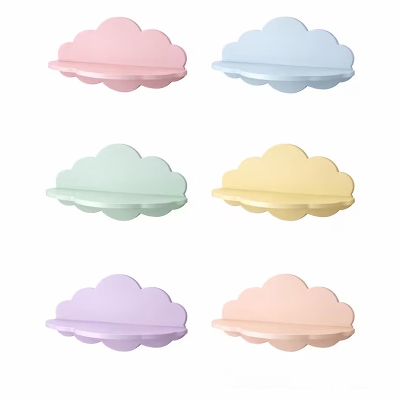 Adorable Cloud Shaped Wall Mounted Shelves Creative 3D Printed Nursery Organizer Perfect for Kids Room Toy Display and Home Decor