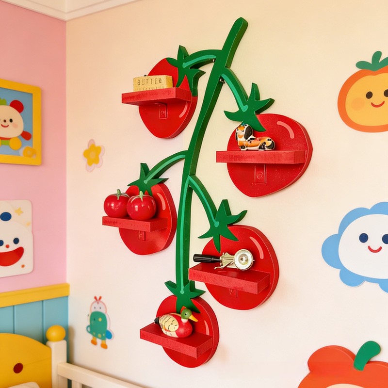 Tomato Vine Shape Wall Mounted Shelves Creative 3D Printed Kitchen Organizer Spice Rack and Trinket Display Decor