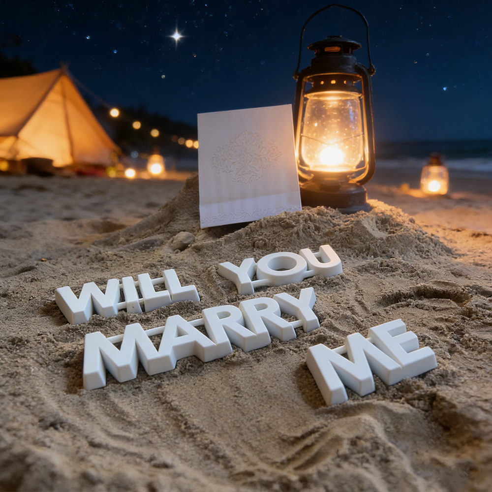 Personalized 3D Printed Will You Marry Me Sand Stamp Set Reusable Beach Proposal Stamps Ideal For Romantic Beach Marriage Proposals
