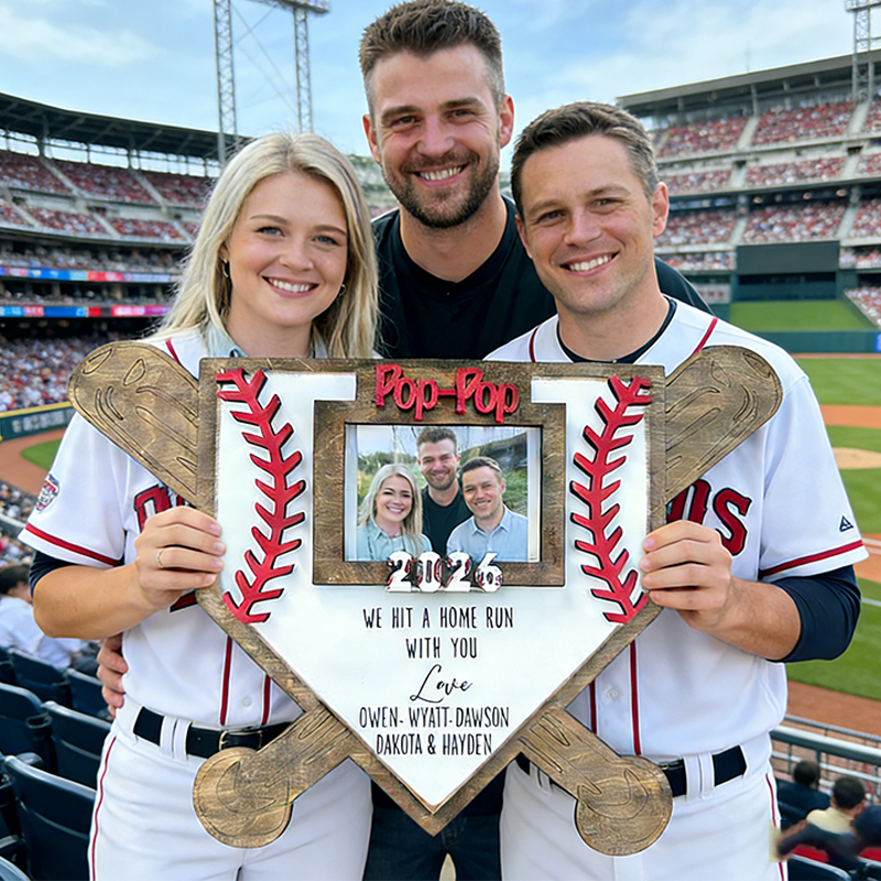Personalized Baseball Home Plate Photo Frame with Custom Message for Family Memories