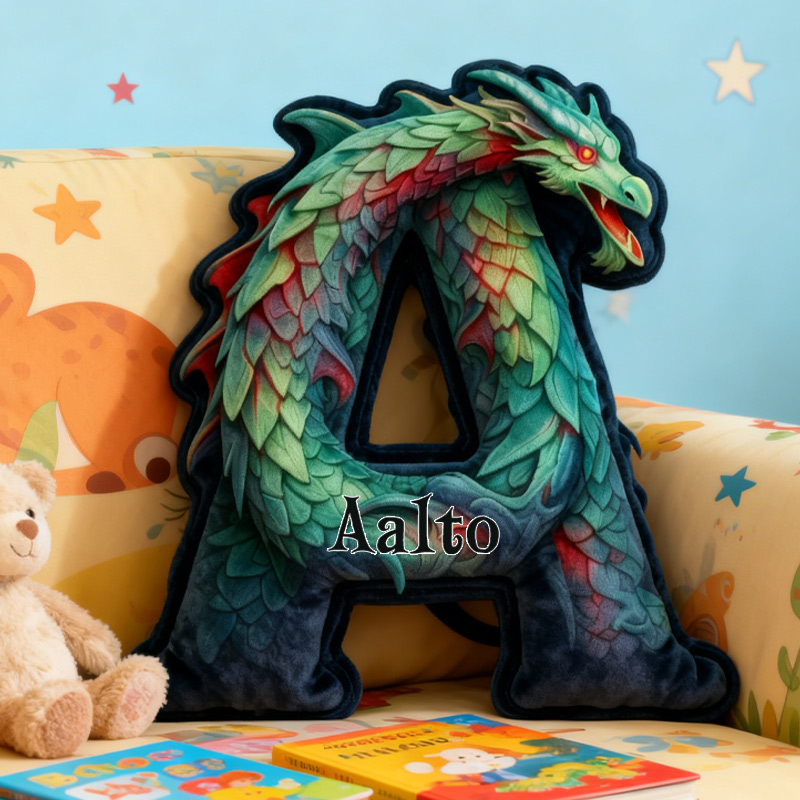 Personalized Dragon Alphabet Throw Pillow Dragon Letter Pillow with Name Graphic 3D Print Book Dragon Pillow for Kids Boys Girls Book Lover Christmas Gift