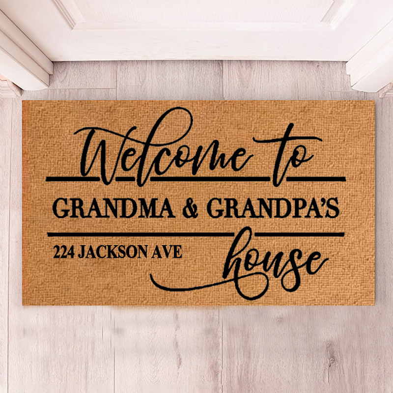 Personalized Welcome Doormat Custom Coir Mat with Name Indoor Outdoor Mat for Grandparent Housewarming New Home Gift 