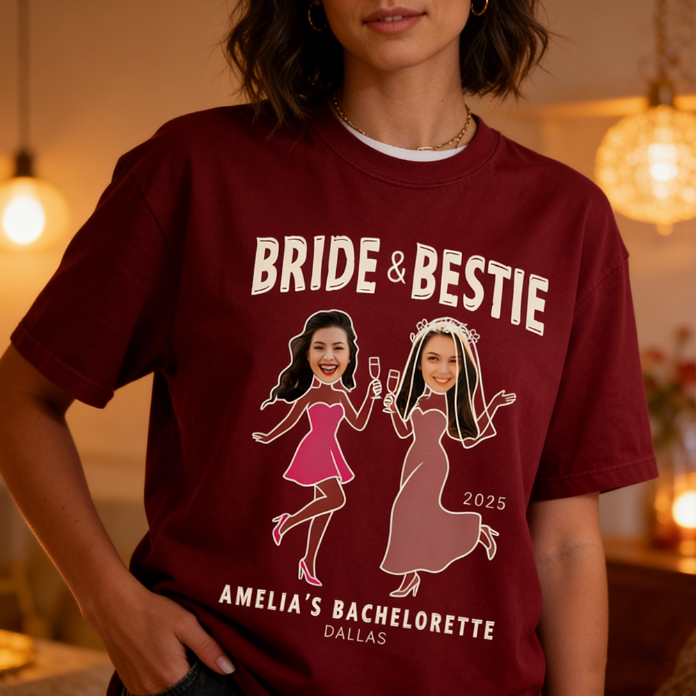 Personalized Custom Photo Bachelorette Sweatshirt Personalized Bride And Bestie Shirt With Face Insert Ideal For Bridal Party And Wedding Gifts